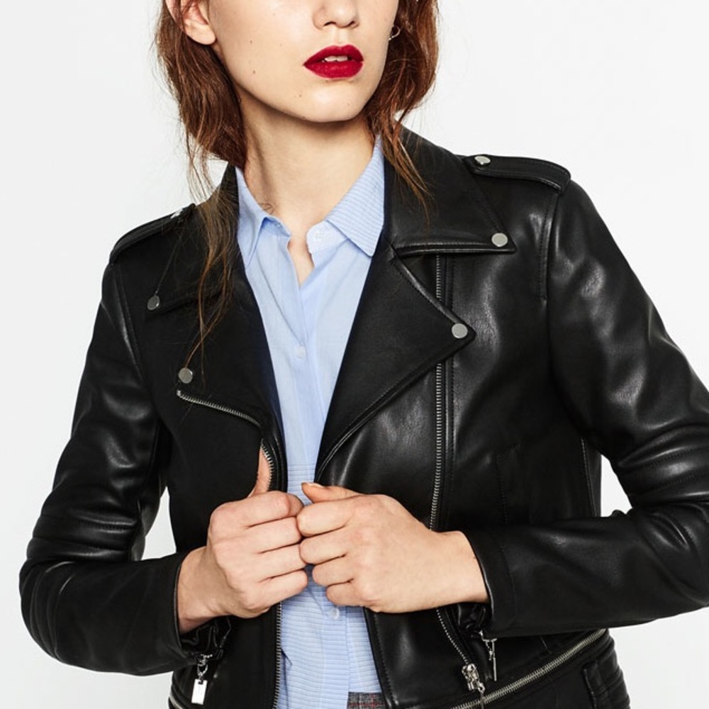 Zara faux leather motorcycle jacket 🏍
